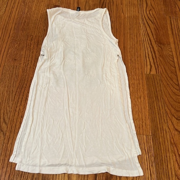 Girls H&M T Shirt Tunic open on sides size XS White with Green Print Sleevless - Picture 5 of 7